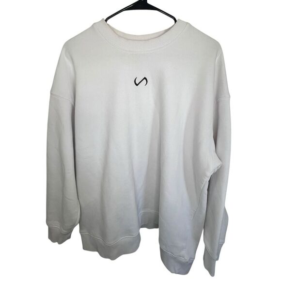 TLF White Oversized Crewneck Sweatshirt With Logo On Front - Picture 1 of 5